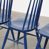 Set of 3 beautiful vintage 1960s blue wooden dining chairs/spindle chairs