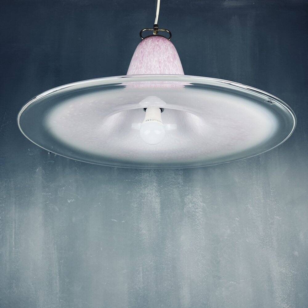Mid-century pink Murano glass pendant by Veluce, Italy, 1970s