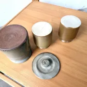 Set of 3 glazed stoneware pots, 1970s