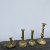 Set of gold-plated brass candlesticks