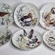 Set of six porcelain plates decorated with birds from Sologne, Limoges, signed, 25 cm