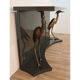 Vintage lacquered wooden console decorated with brass herons 1970
