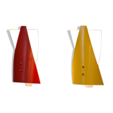 Ensemble de 2 appliques rouge et jaune années 60