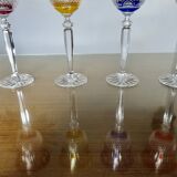 Set of 4 colored crystal wine glasses