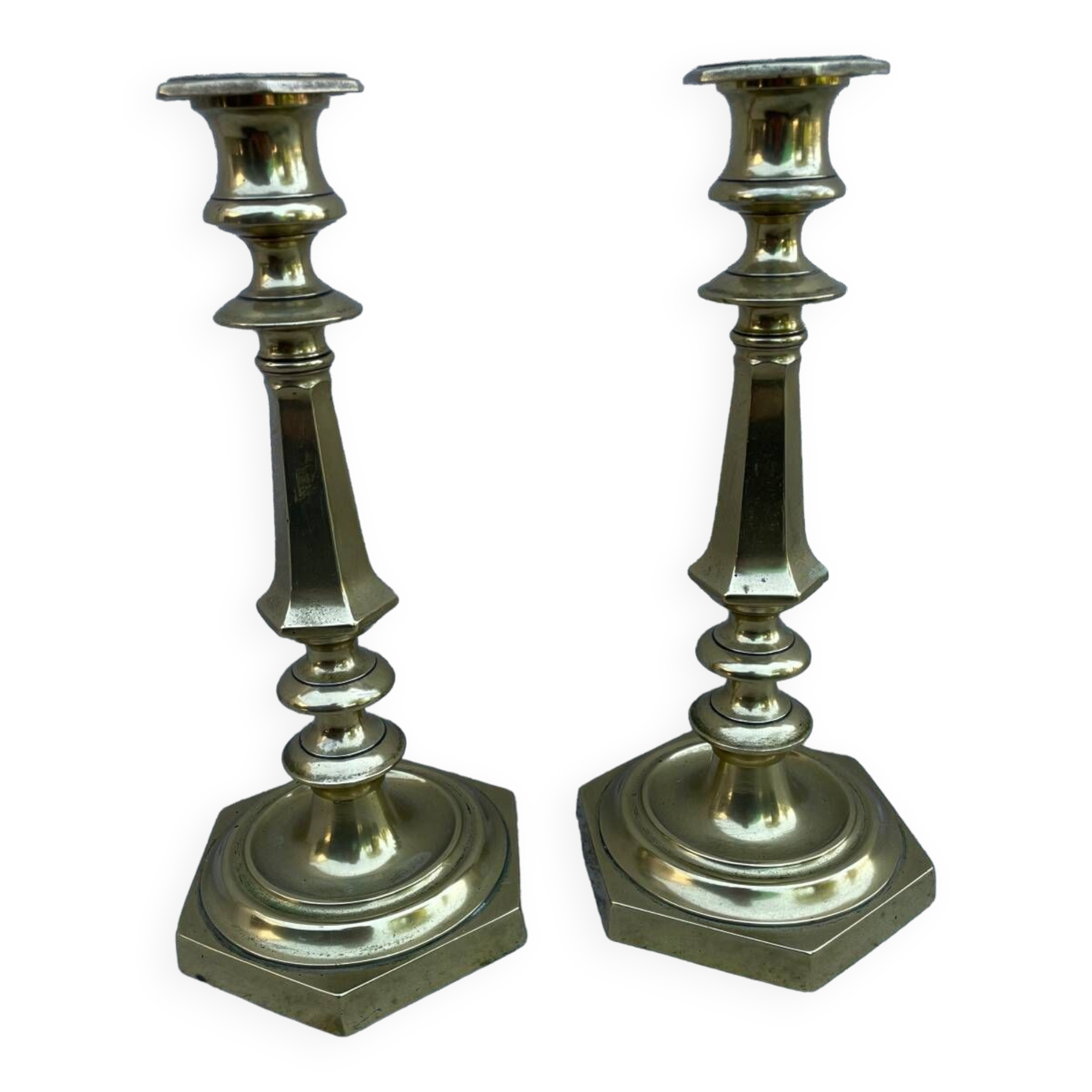 Pair of candlesticks, antique solid brass candlestick