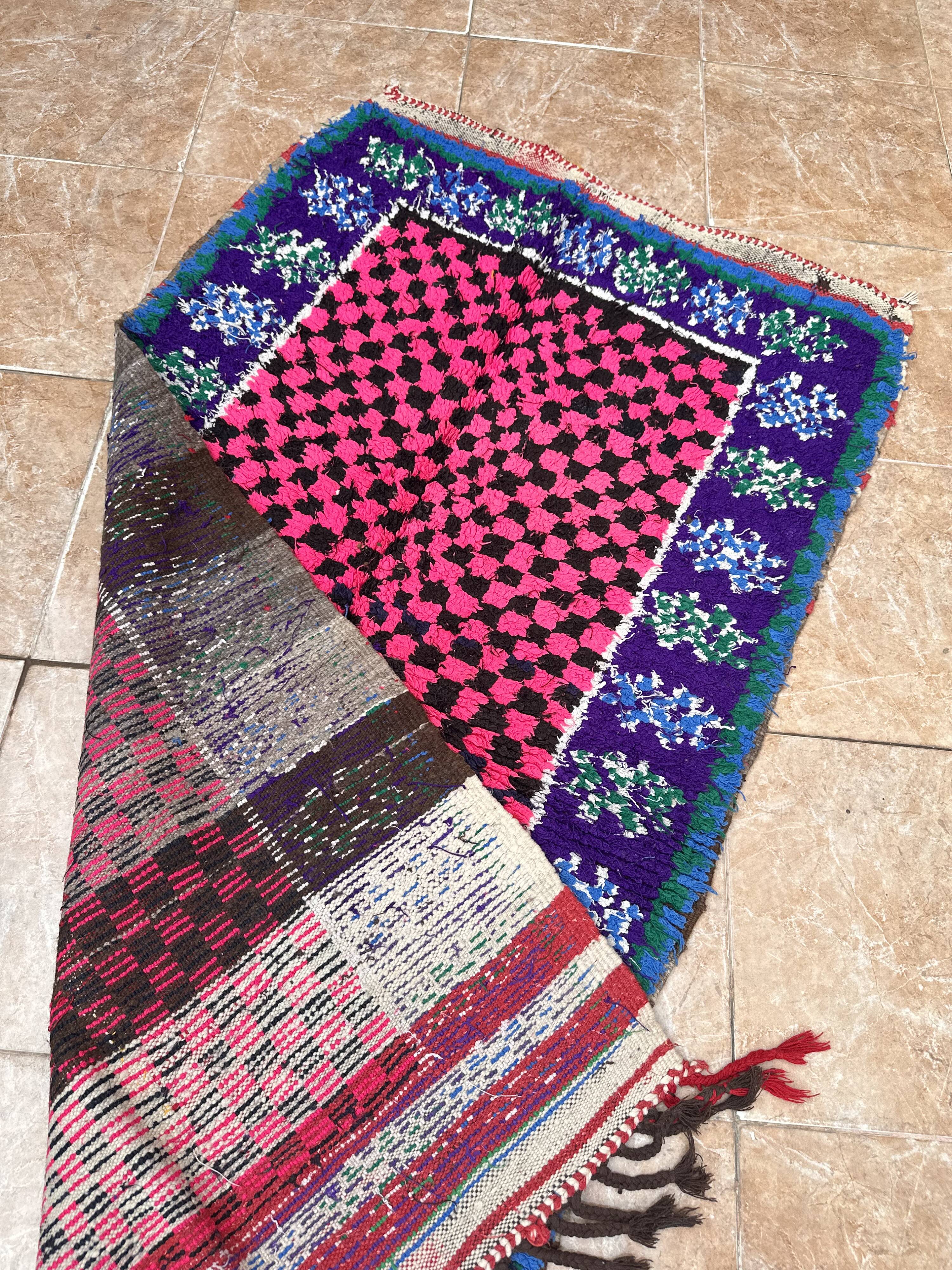 Vintage Moroccan Bouchaouit Rug: Berber Art Deco Rug, Handmade