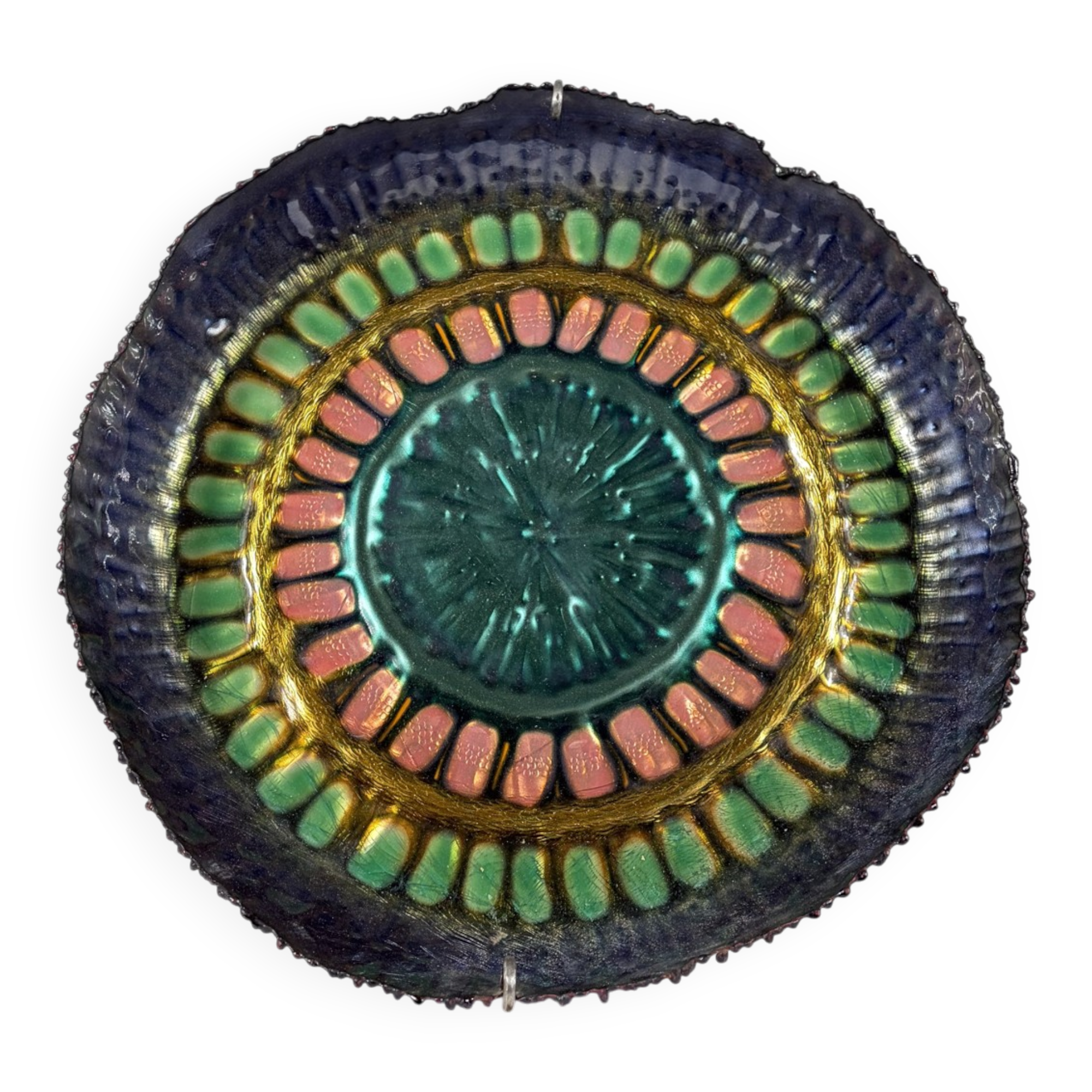 Multicolored Enameled Copper Vase