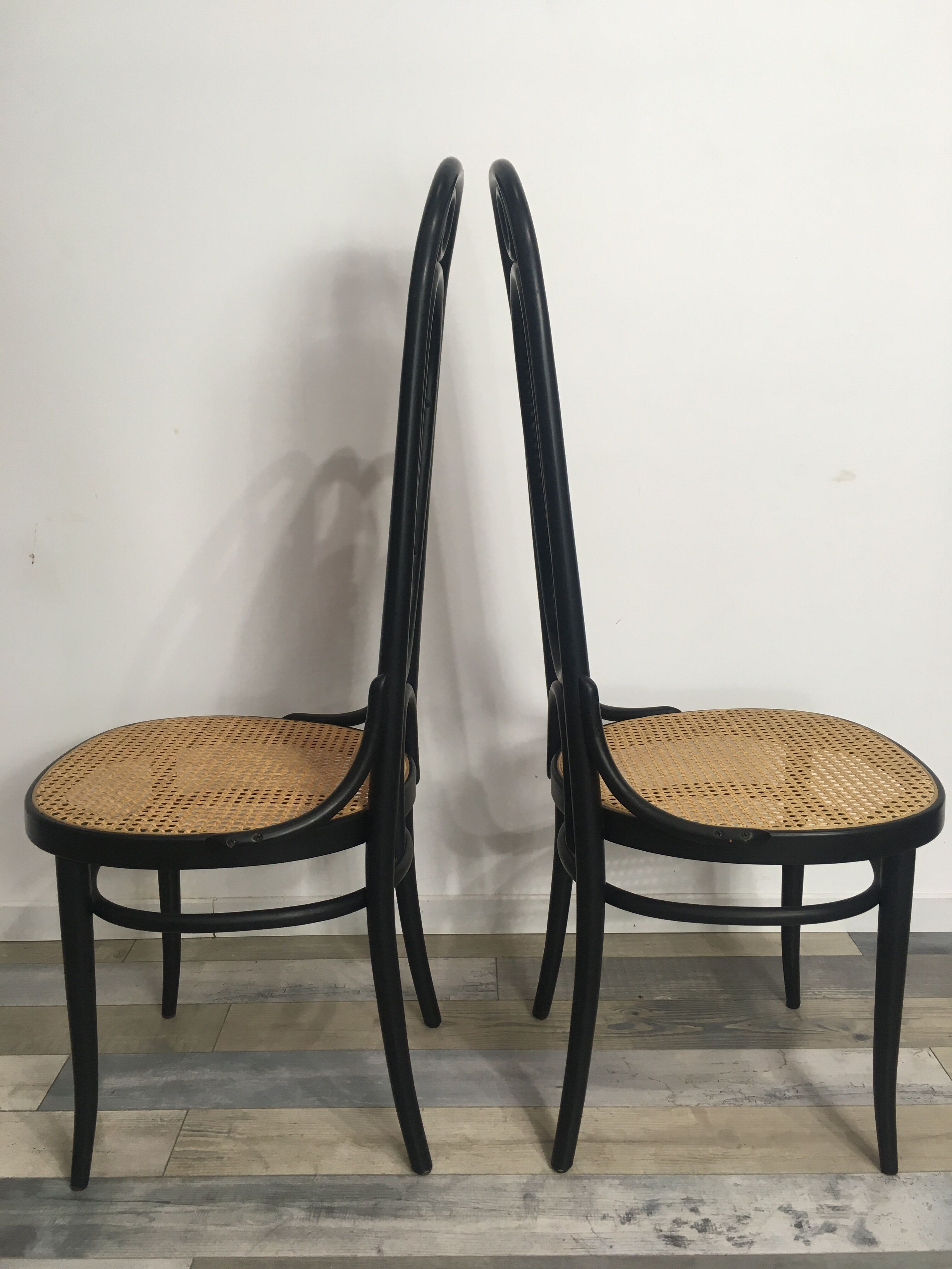 Pair of black lace-lace thonet chairs and model canage No.17 or Long John