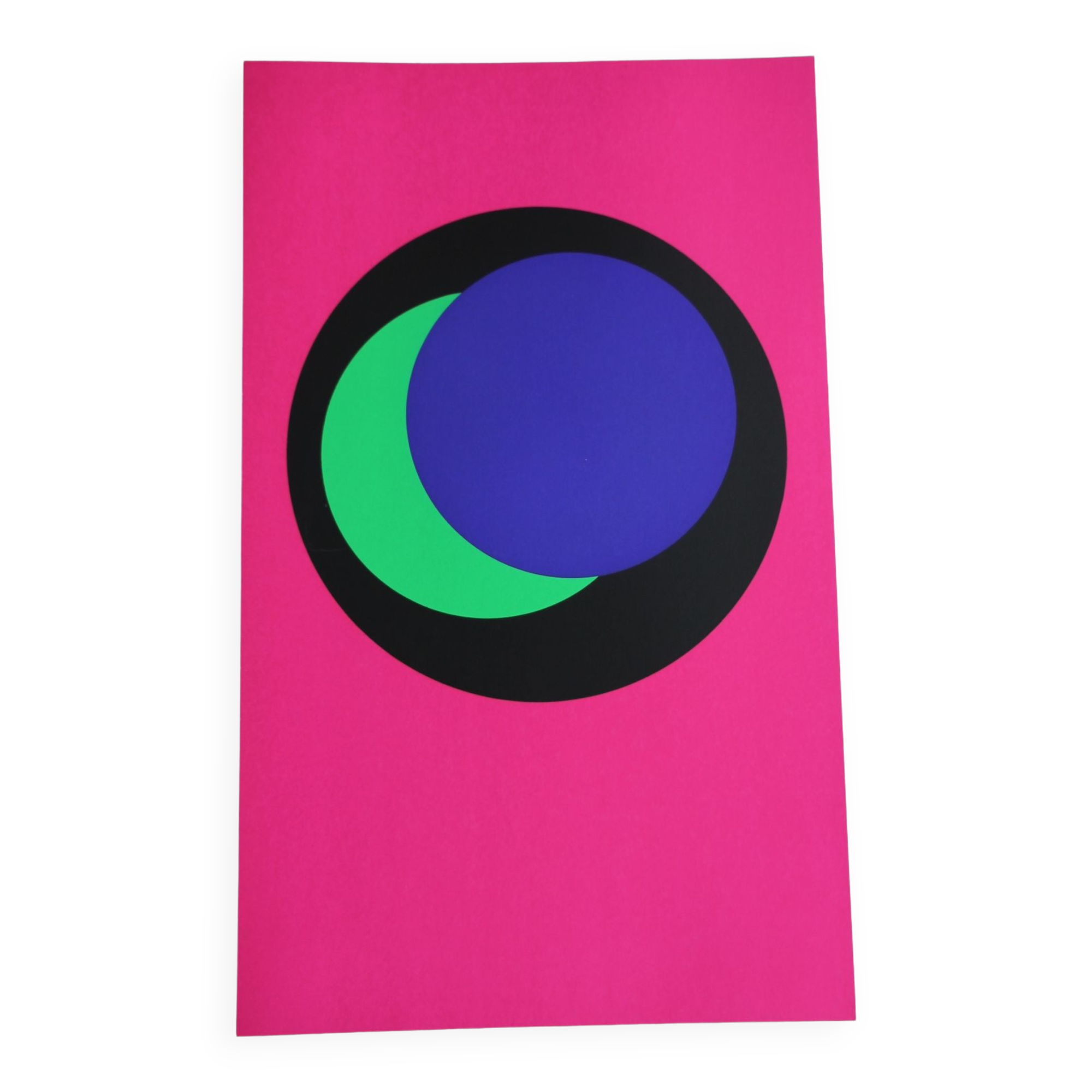 Silkscreen signed op art Claisse geneviève 1967 circles Denise René