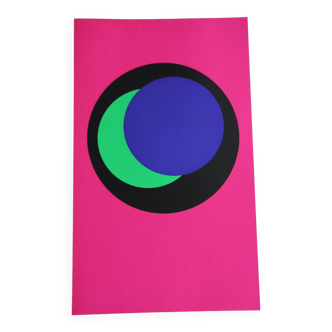 Silkscreen signed op art Claisse geneviève 1967 circles Denise René