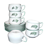Série de 6 tasses en porcelaine de rosenthal germany - décor tortue verte lacroix