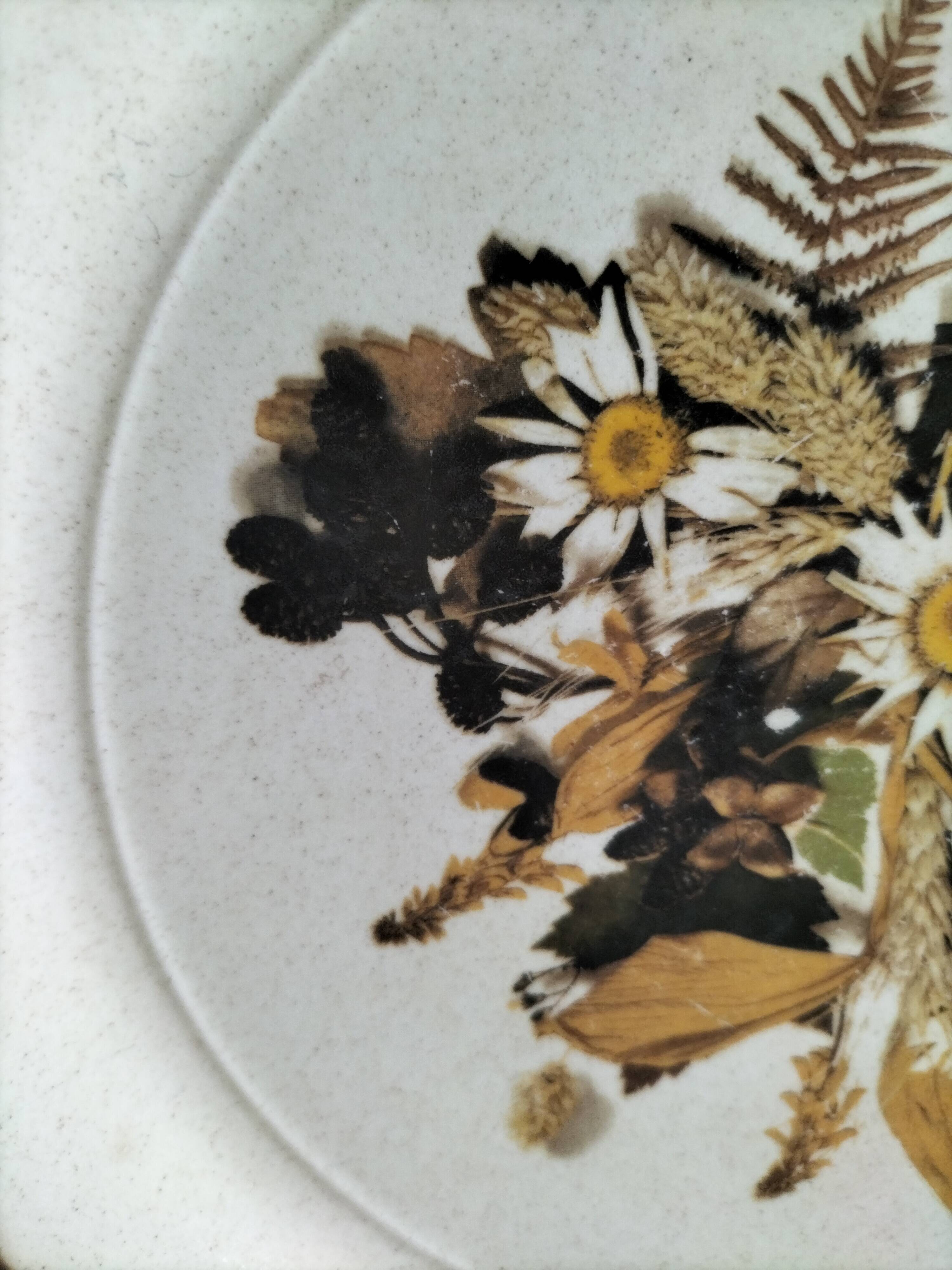 Doverstone Heather plate, ochre brown botanical design, England 70s