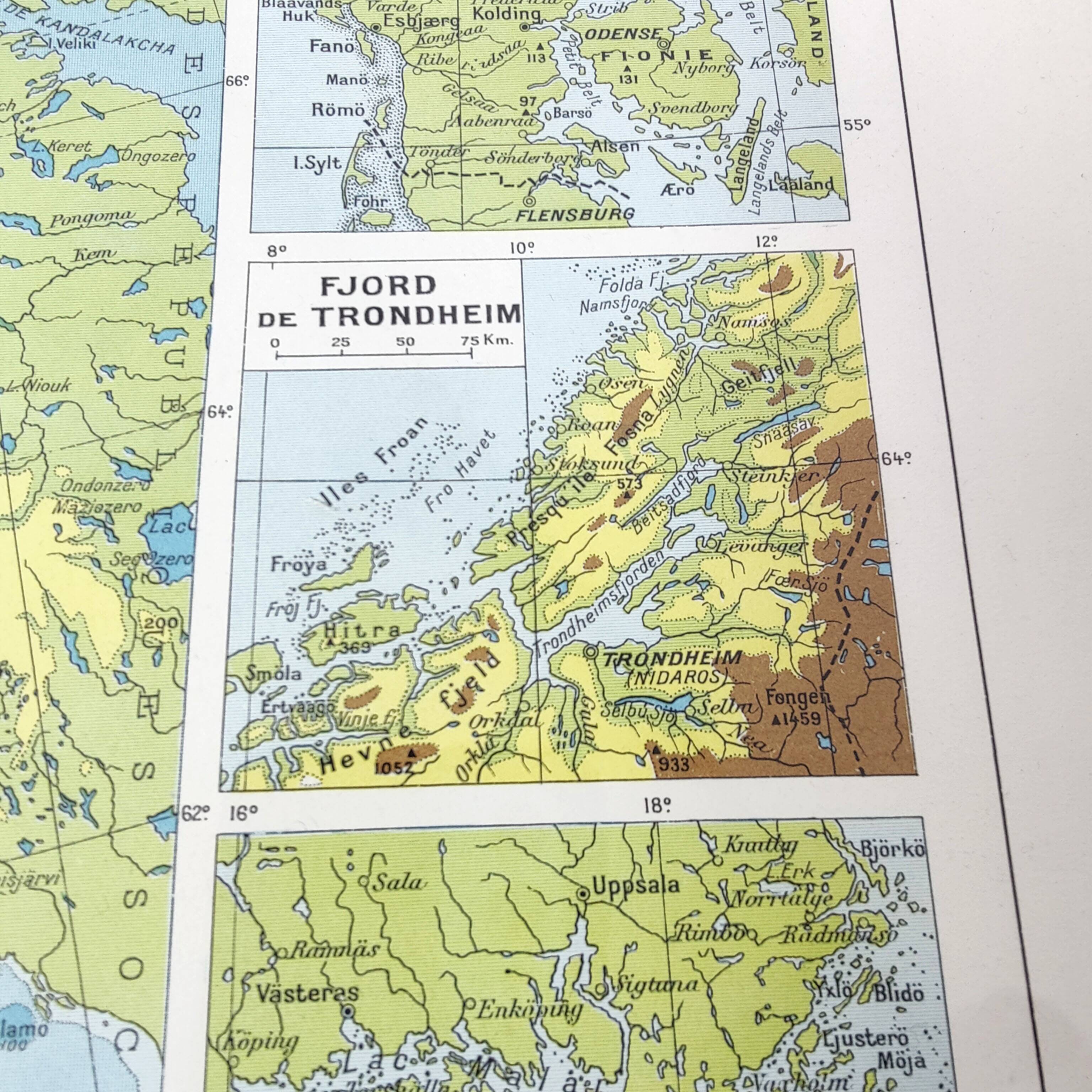 Vintage map Scandinavia Norway Sweden Finland 43x43cm from 1950