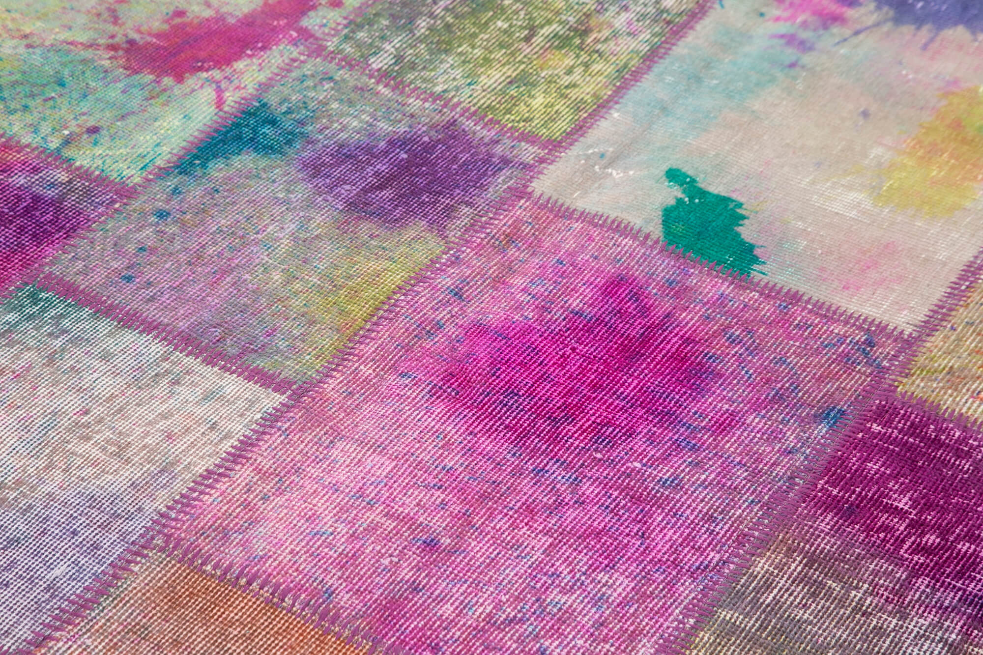 Hand-Knotted Anatolian Contemporary 169 cm x 240 cm Multicolor Patchwork Rug