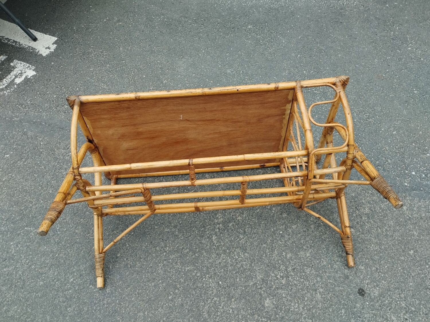 Vintage antique rattan coffee table