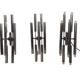 3 large 1960s wall lights in nickel-plated brass