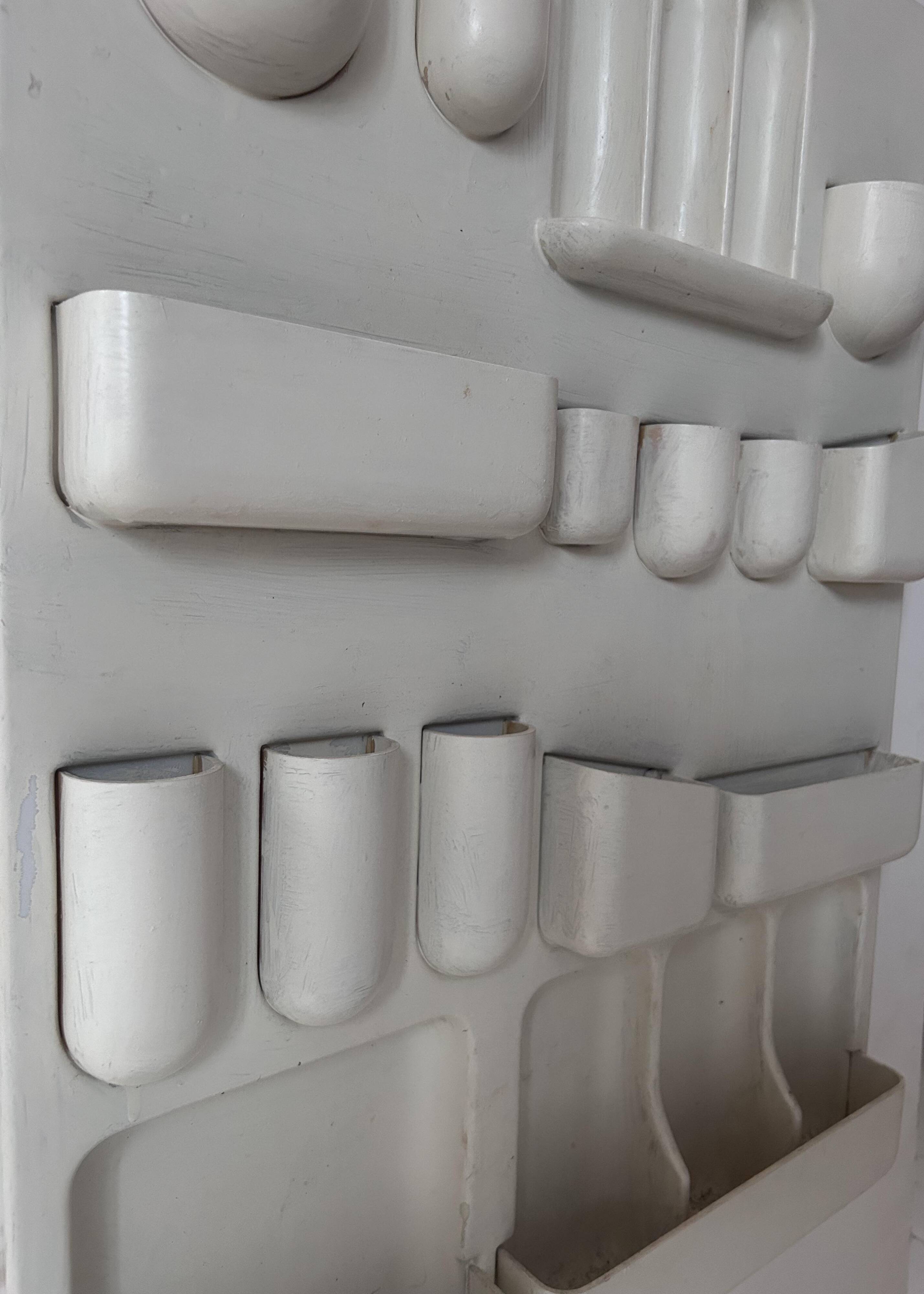 Vintage wall storage system in matte white ABS, Italy 1970s.