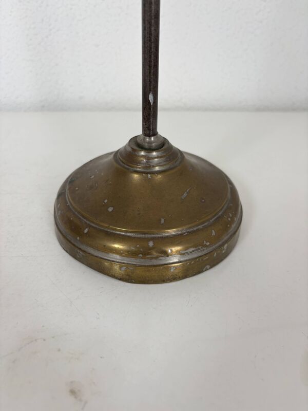 Lampe vintage 1920 de bureau laiton nickelé céladon - 52 cm