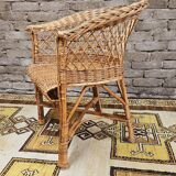 Fauteuil osier rotin 1960 vintage