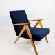 Fauteuil vintage en velours bleu marine Var, années 1970