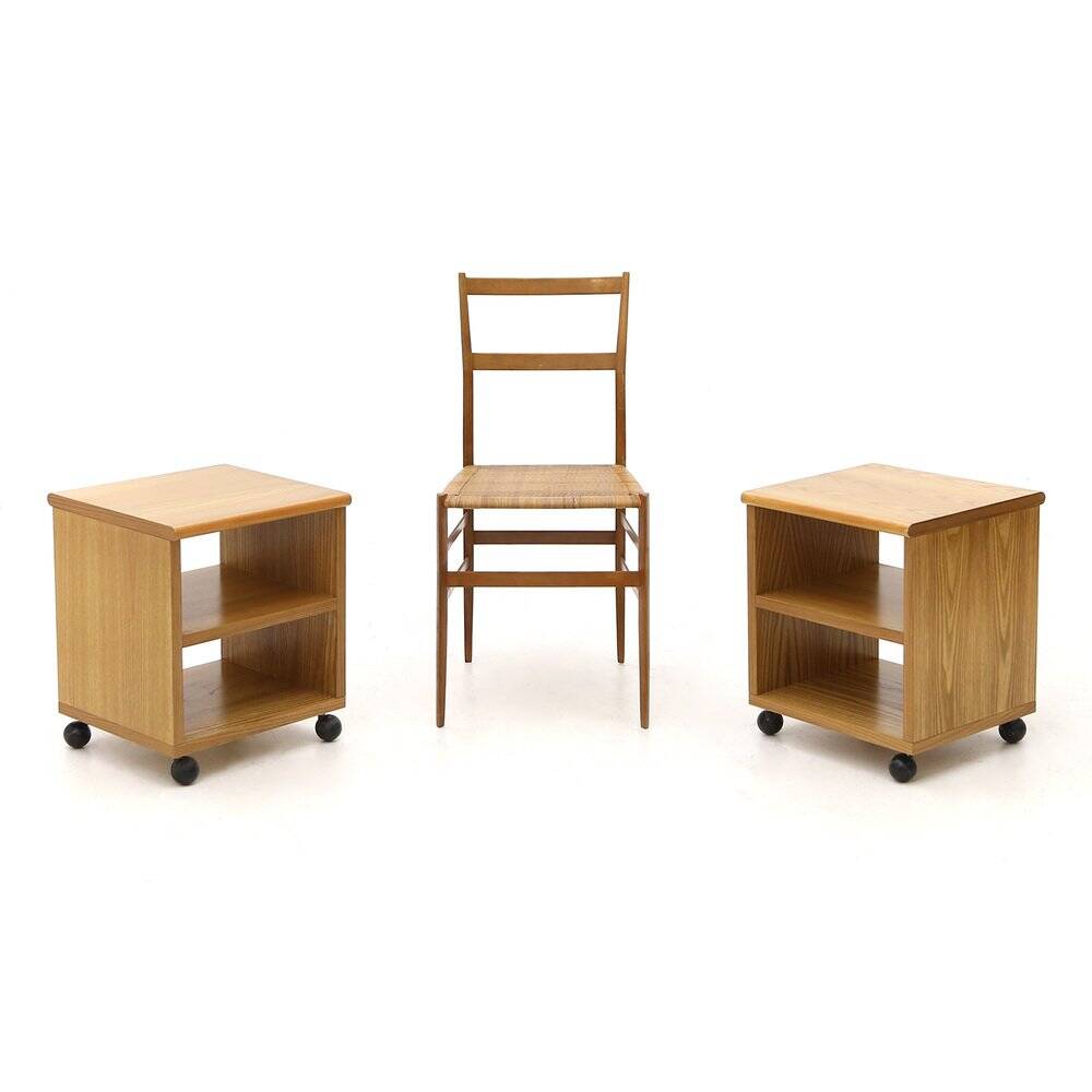 Wooden bedside tables, 1970s, set of 2