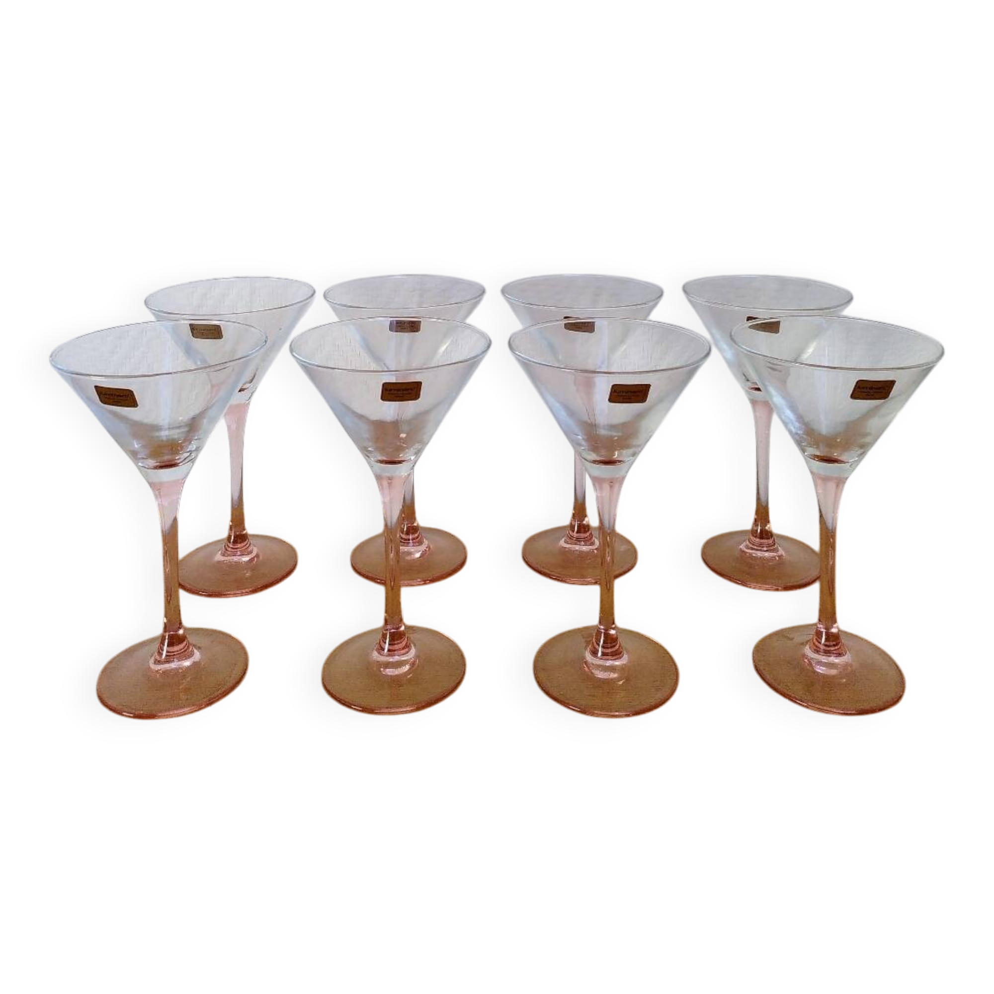 8 Luminarc pink cocktail glasses