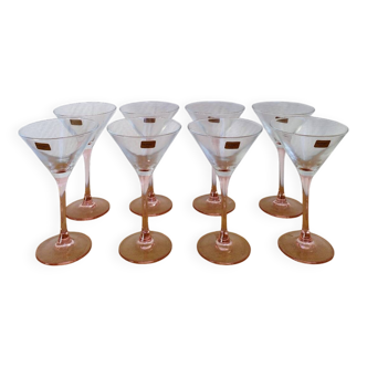 8 Luminarc pink cocktail glasses