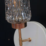 Paire d'appliques murales flambeau torche tulipe verre moulé transparent