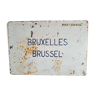 Destination plate of the "sncb" railway brussels - brussel and on the other side rimini,