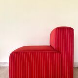 Pair of red striped armchairs from the 1980s