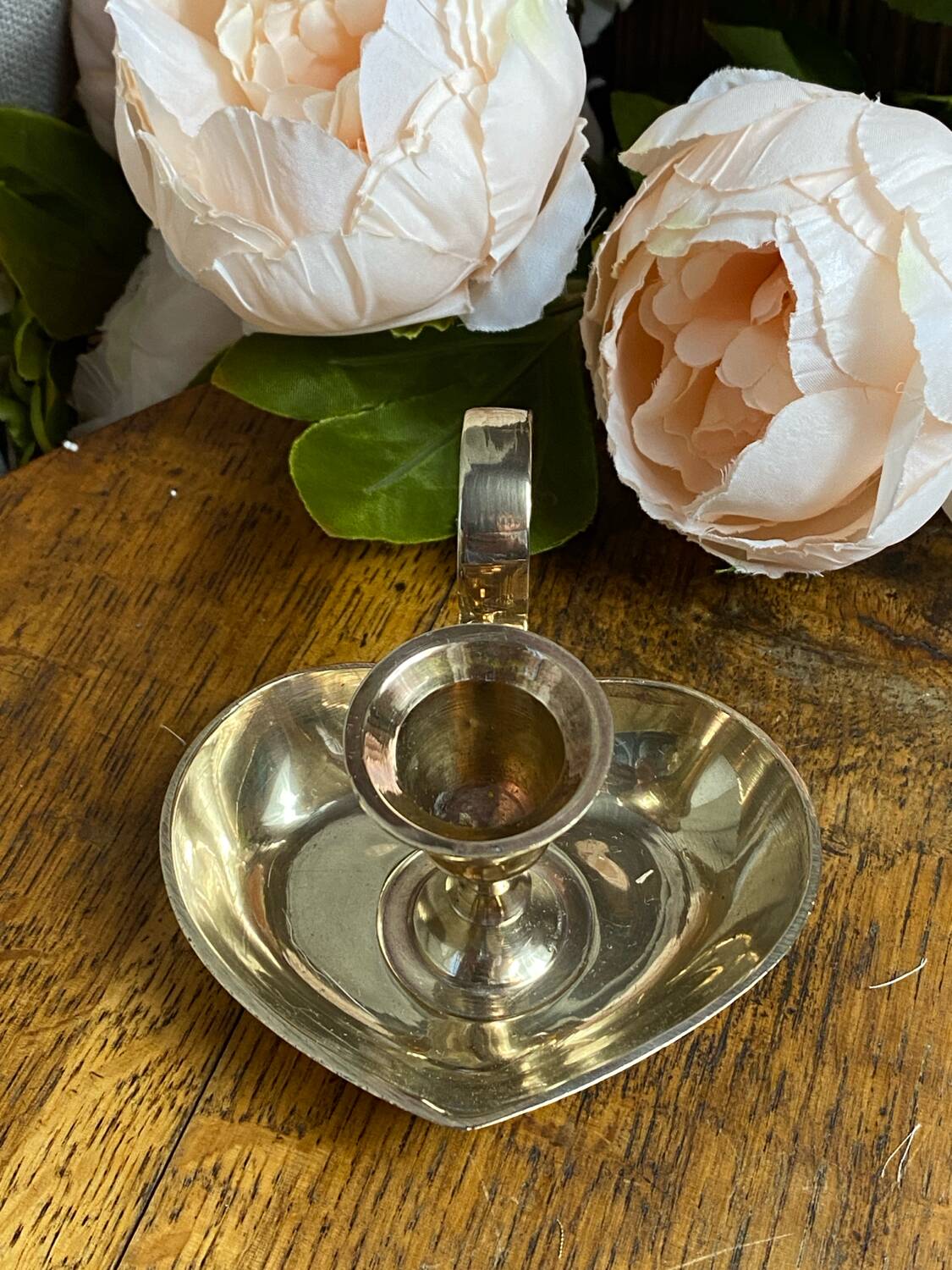 Brass heart candle holder