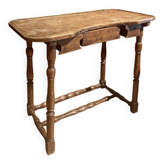 Antique 18th Century Italian Rustic Baroque Wooden Side Table with Turned Legs
