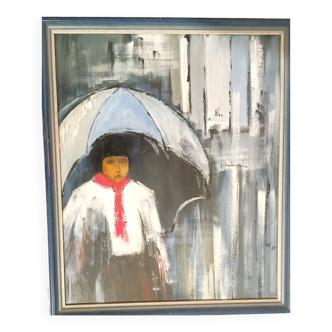 Oil painting on canvas, signed MB (Monique Barnier), 1985