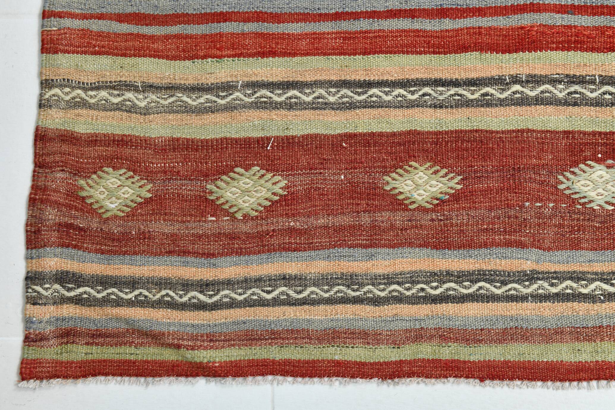 Brick Red Color Kilim Rug, 184x334Cm Living Room Rug,