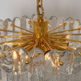 Luminaire en laiton doré, verre cristal Palazzo, Kalmar, Autriche, 1970