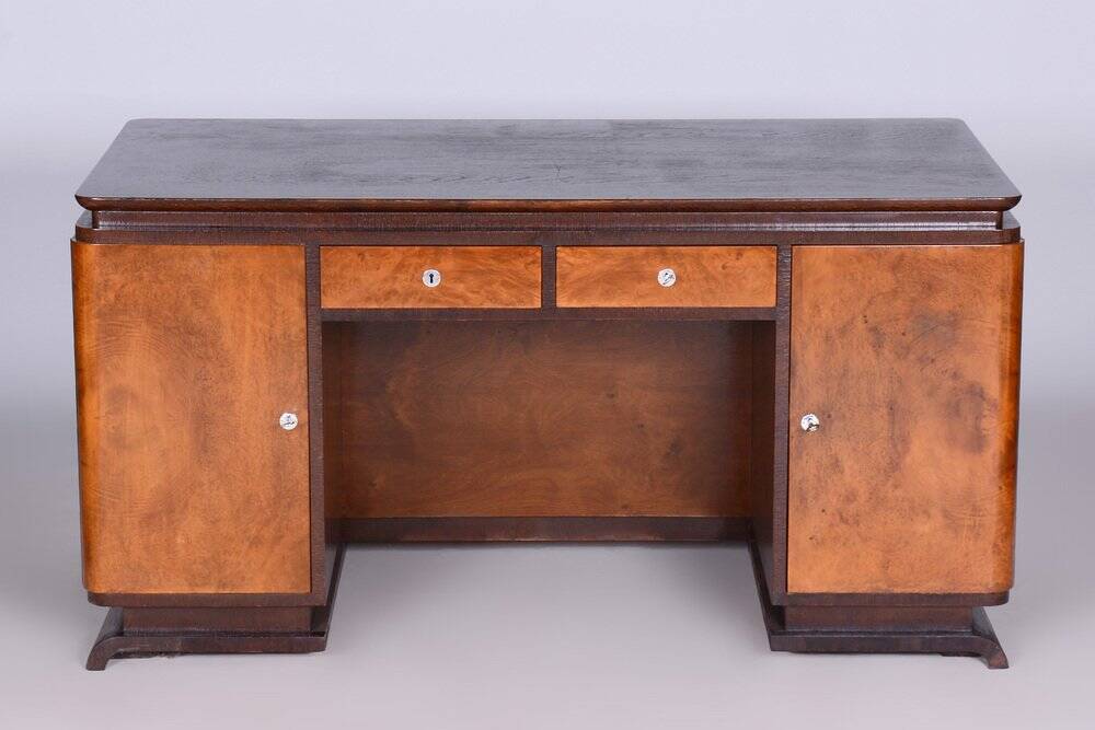Art Deco Czechia Writing Table in Oak and Ash, 1930s