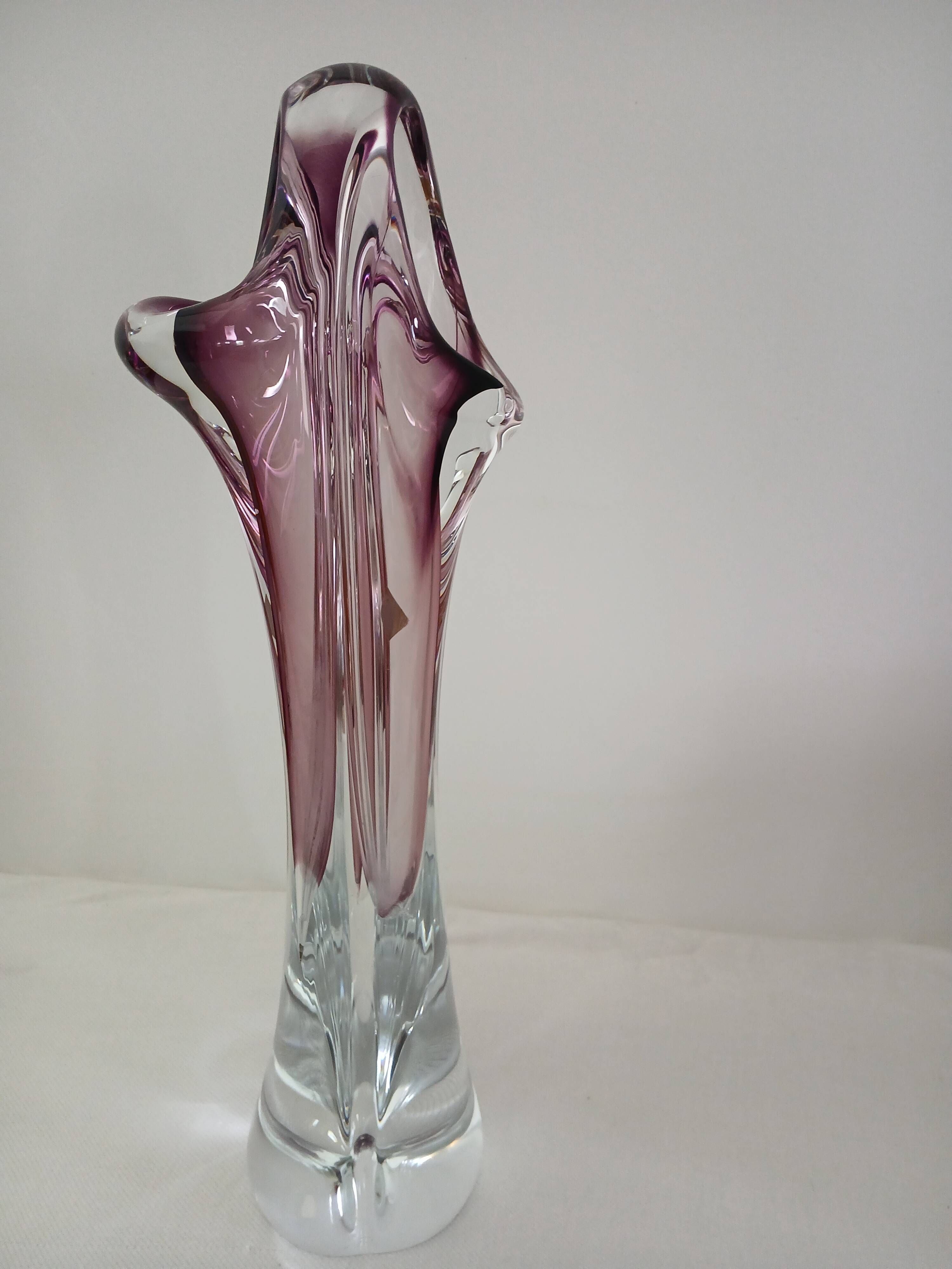 Art vase by designer Joseph Hospodka in authentic Bohemian crystal.