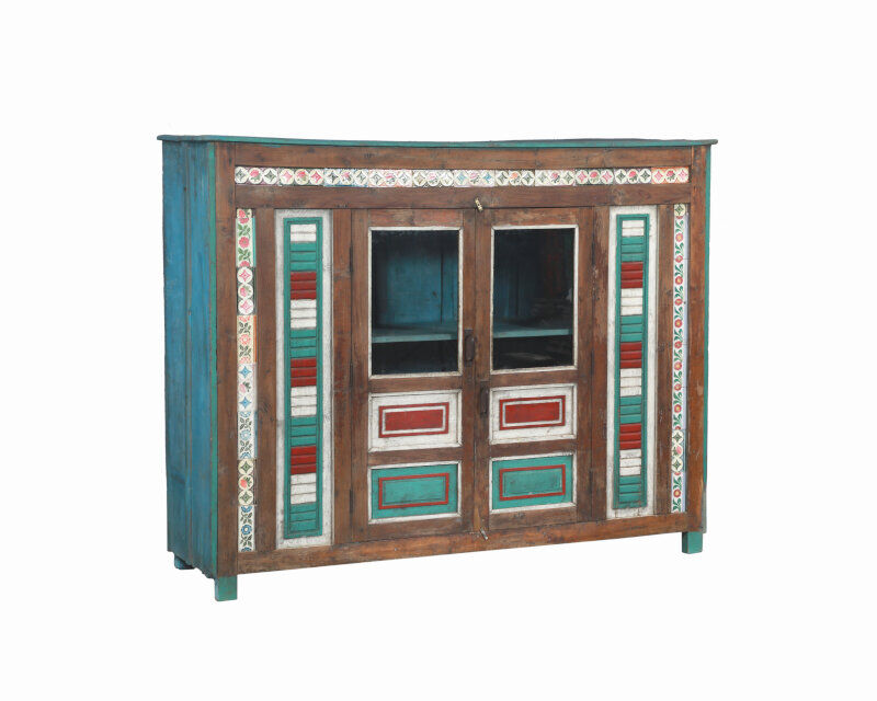 Sideboard cupboard patina old teak india 187x54x153cm