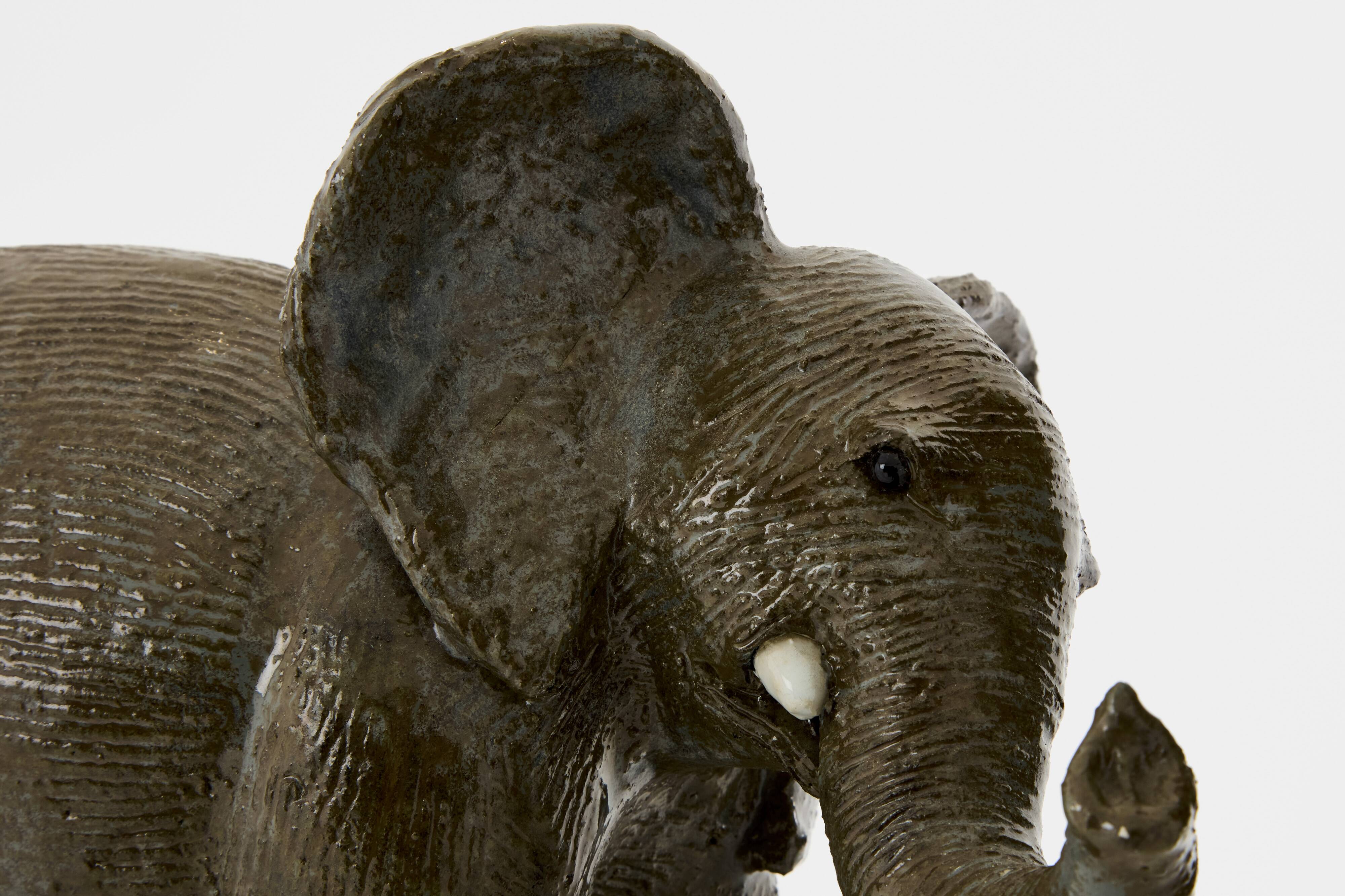 Valérie Courtet elephant sculptures in glazed sandstone circa 2010