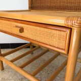 Vintage 80s rattan bedside table