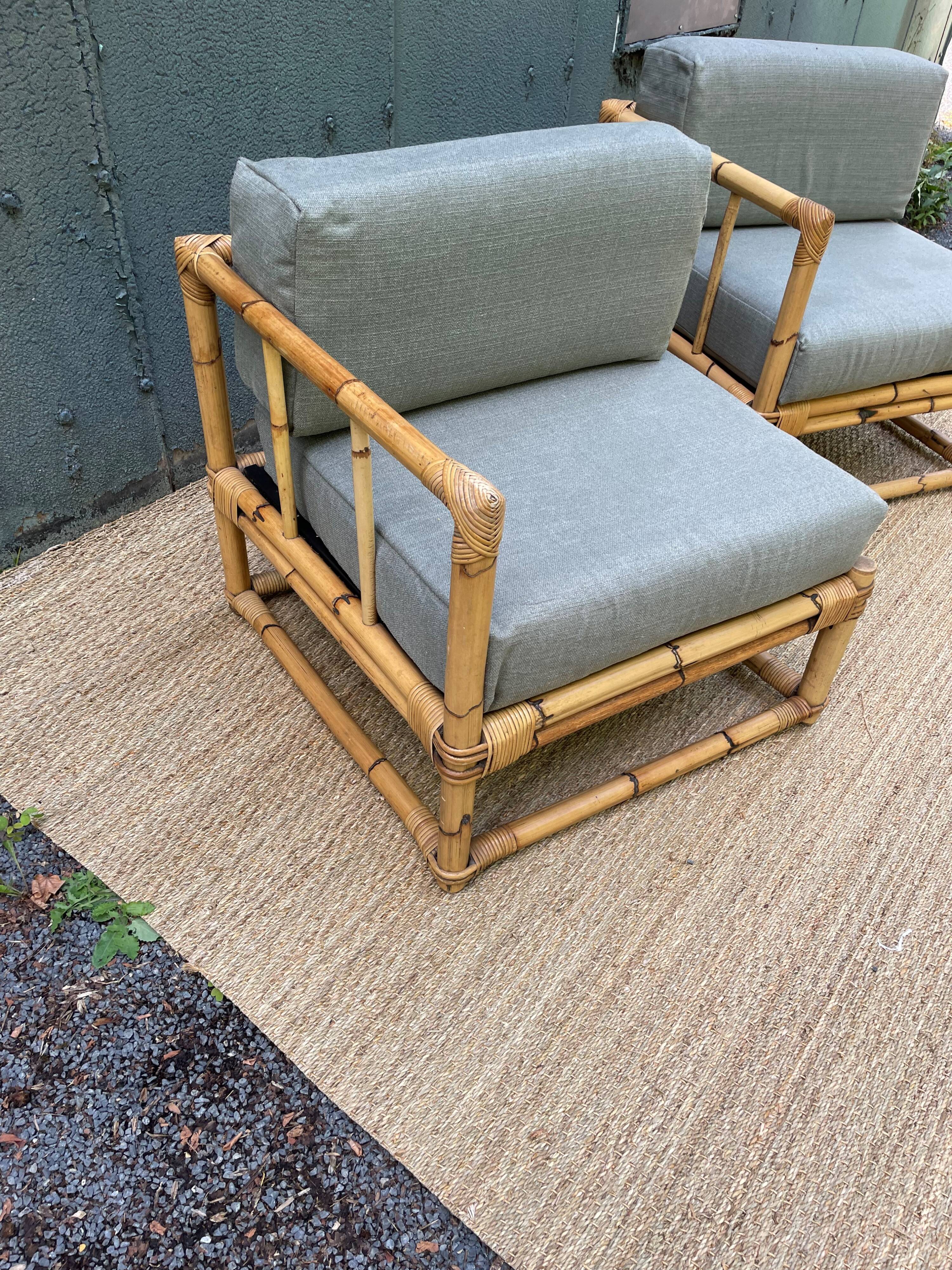 Paire de fauteuils en rotin vintage