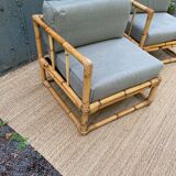 Paire de fauteuils en rotin vintage