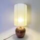 XXL Vintage lamp base in gray parity sandstone and raffia lampshade 1970