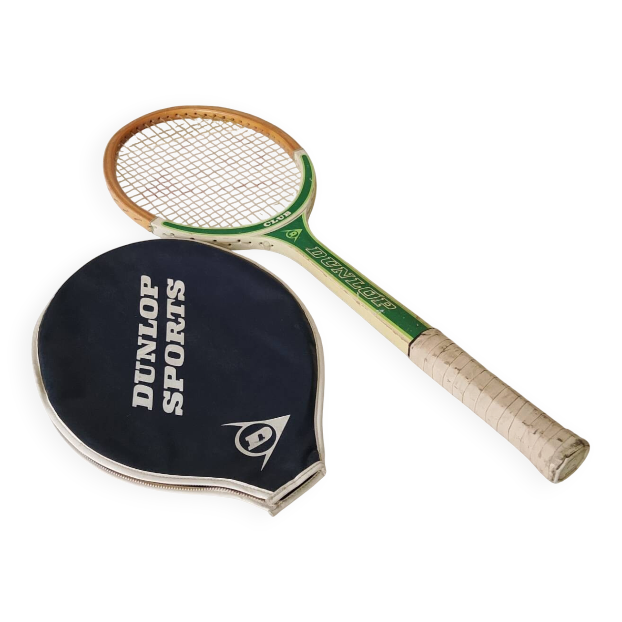Vintage Dunlop Club tennis racket from the 1970s.