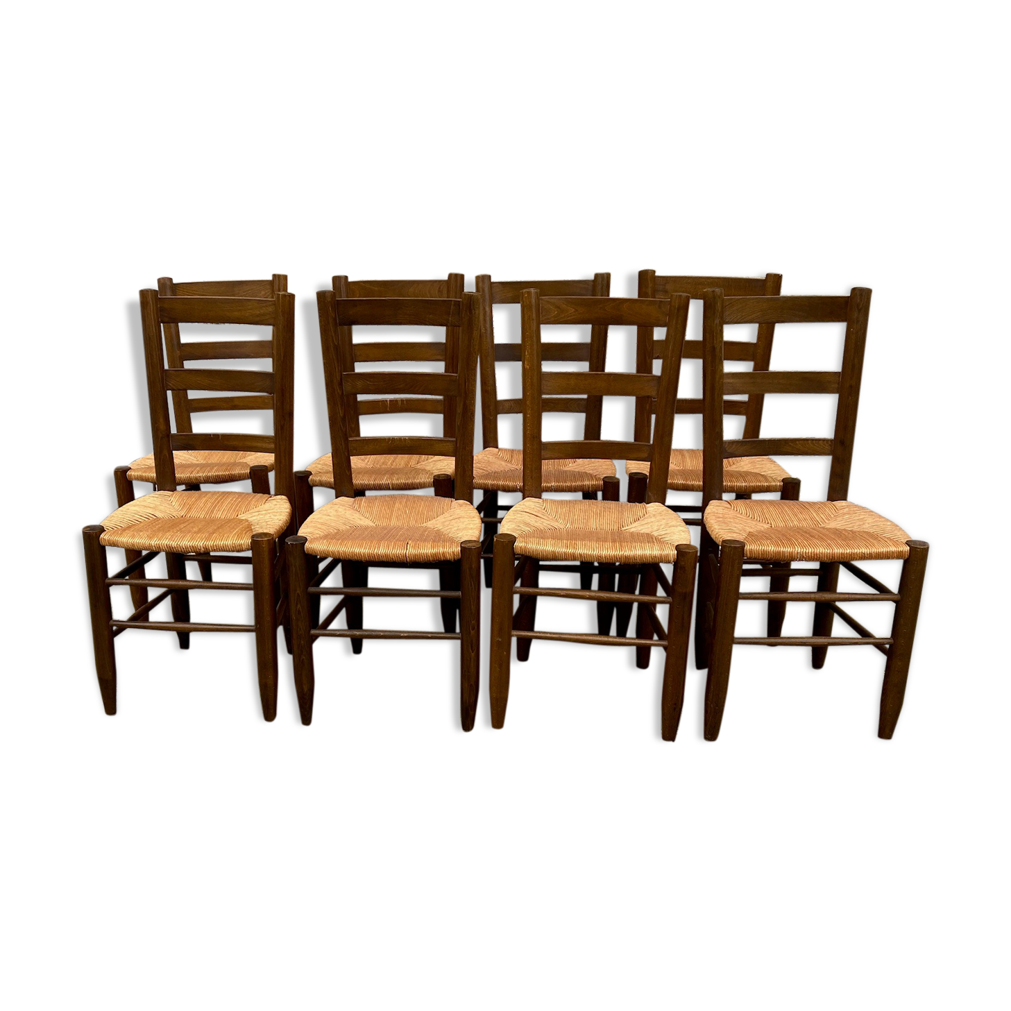 Series of eight mulched chairs
