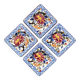 Set of 4 Gien earthenware cake dessert plates with peony decoration
