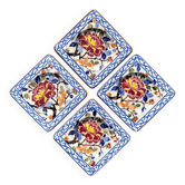 Set of 4 Gien earthenware cake dessert plates with peony decoration