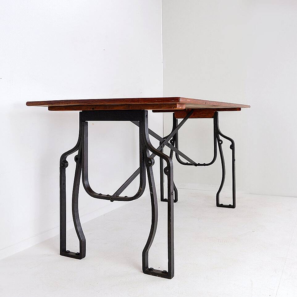 Industrial Bistro Table in Wood and Wrought Iron -