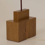 Maison Regain lamp in solid elm and its original lampshade Circa 1980