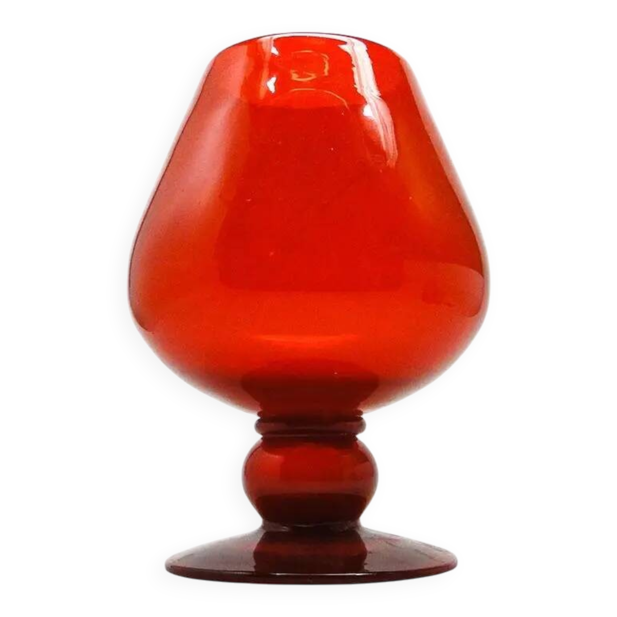 Vase, mid-century modern, red glass, designed by J. Słuczan-Orkusz, Poland, 1970s